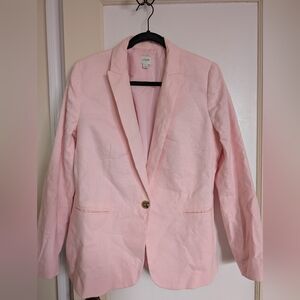 J. Crew Light Pink Single-Button Linen Blazer